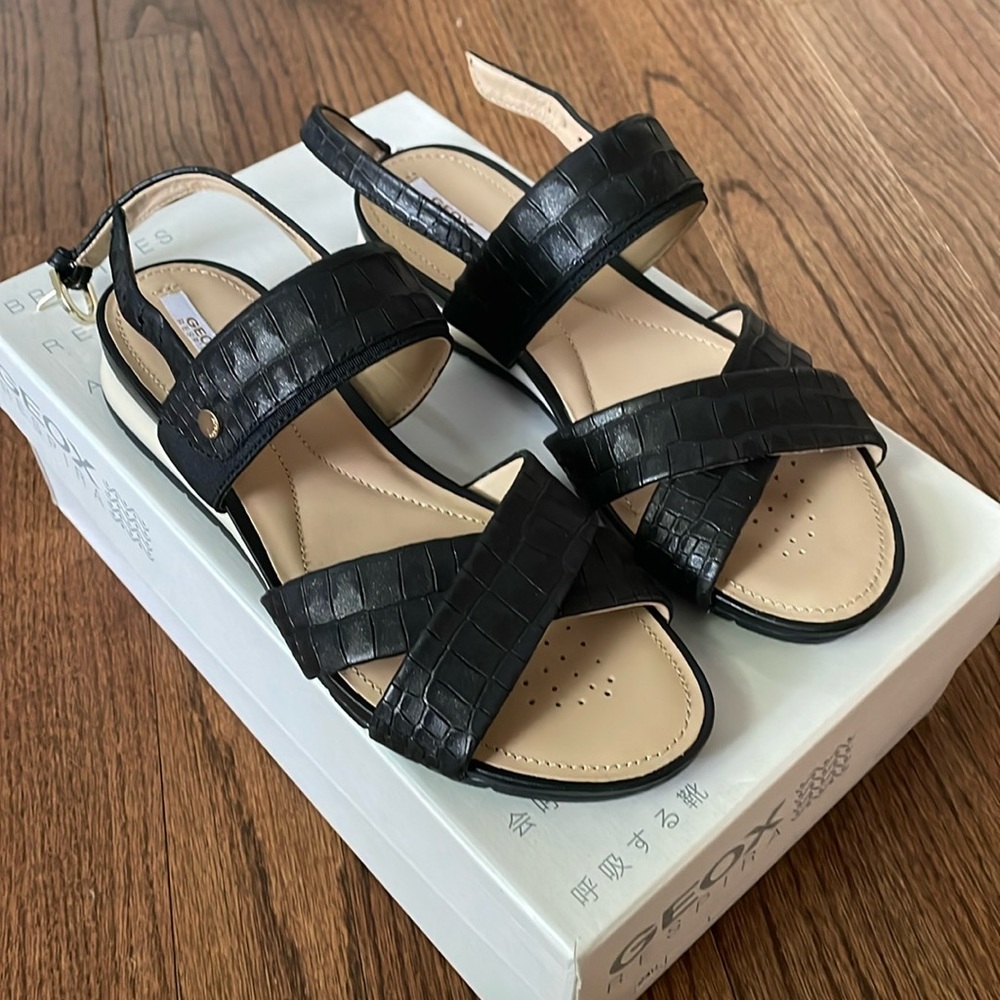 Brand new !!  GEOX sandals size 6 black .
Summer sandals .